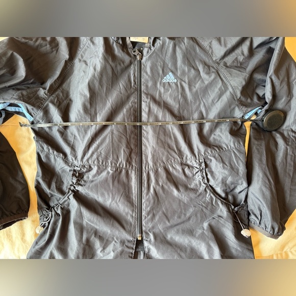Vintage ADIDAS Women's small Blue Cinched Hooded Running Windbreaker - Picture 5 of 6